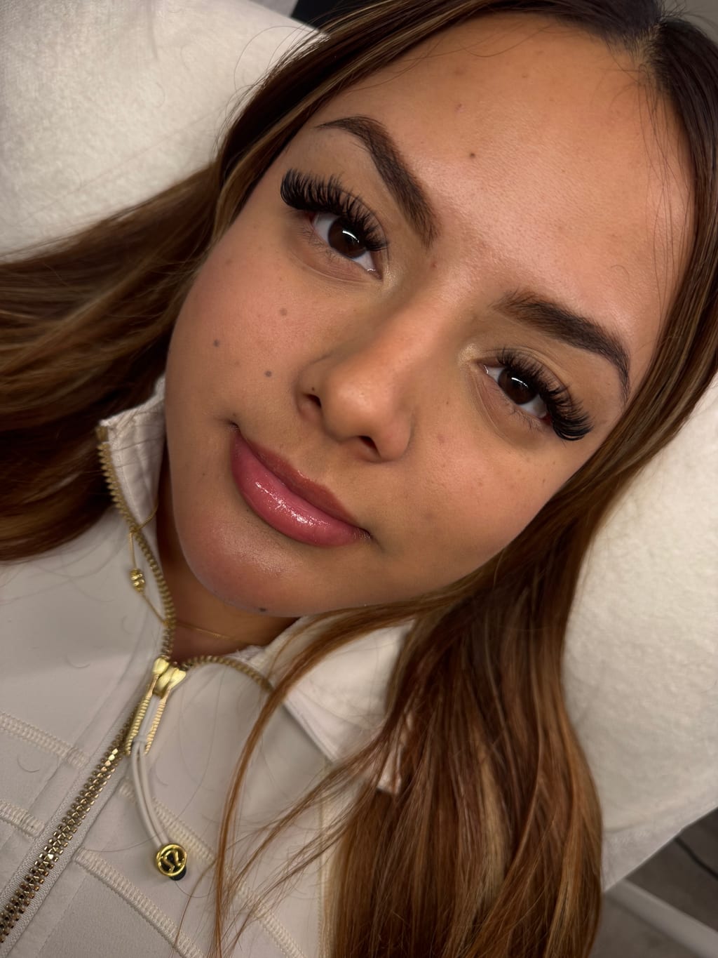 Close-up view of a completed lash extension set by Coco in Van Nuys.