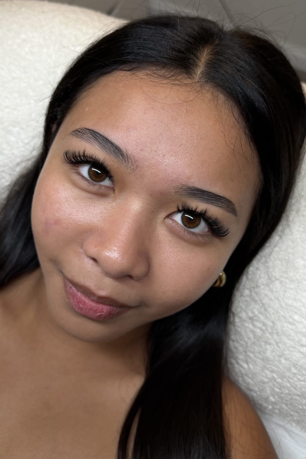 Close-up of a finished lash extension set created by Lauren at Silk Lash Empire.